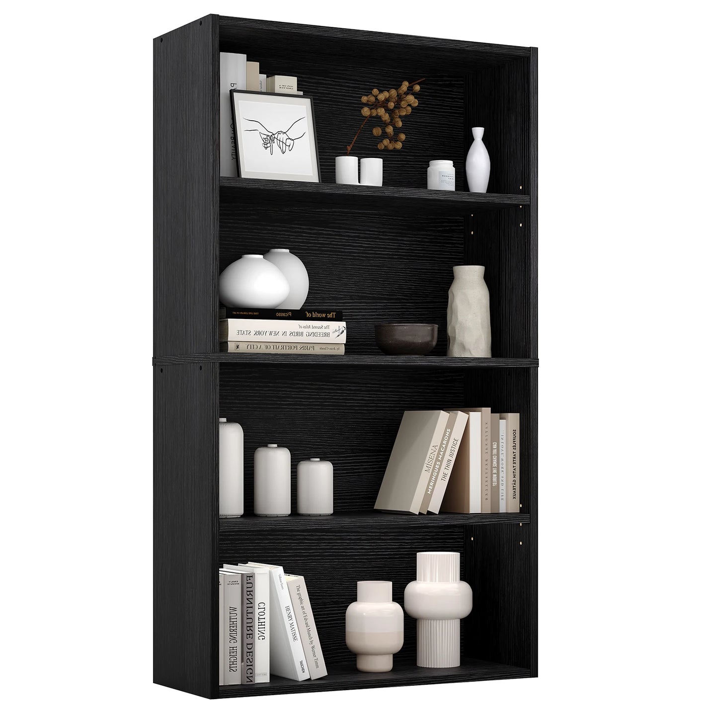 JHK 4 Tier Wooden Floor Standing Bookshelf Living Room Office