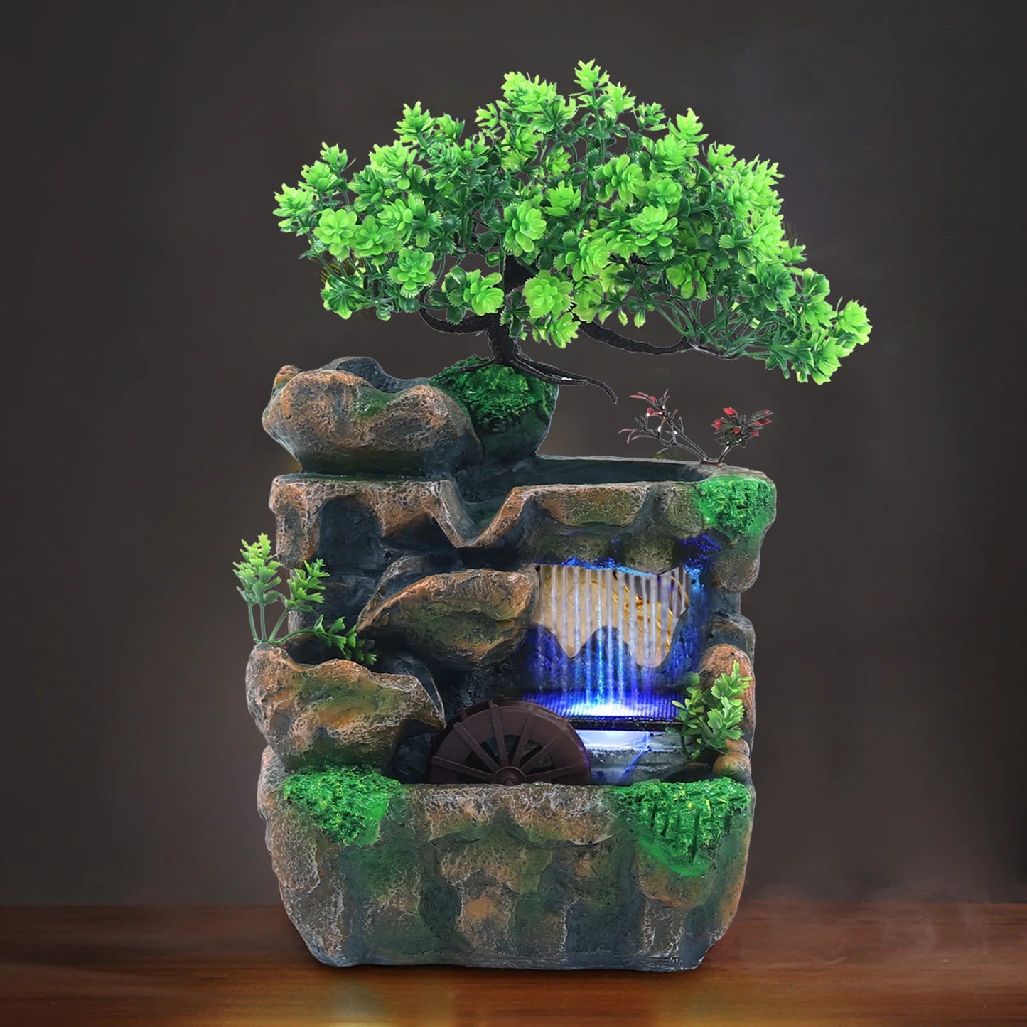 Indoor Room Fountain Waterfall Decor With Colour Changing LED Lighting