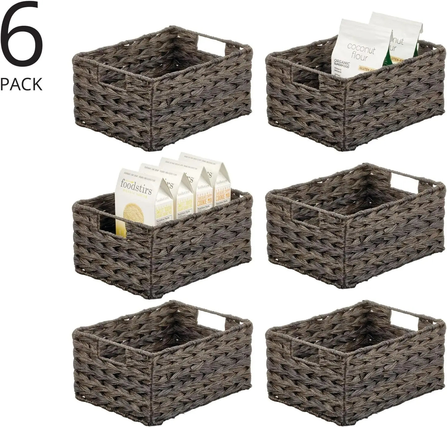 Woven Farmhouse Kitchen Pantry Organizer Basket for Cabinets and Shelves