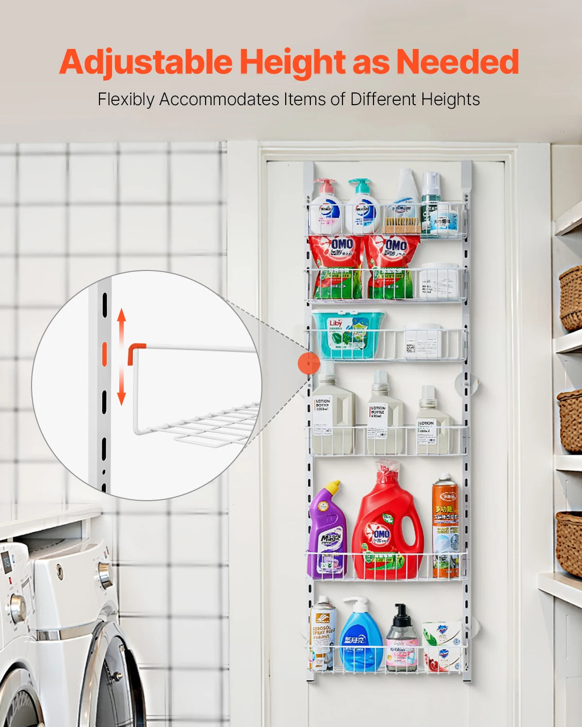 SucceBuy 6-Tier Over-The-Door Pantry Organizer Heavy-Duty Steel