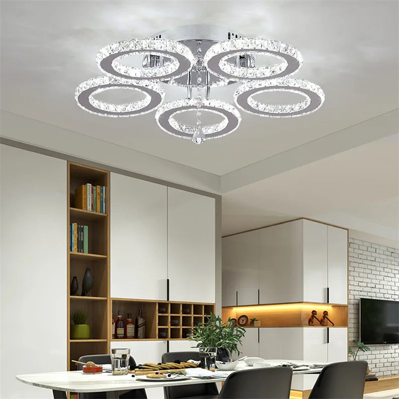 GreeLustr Modern Pendant Crystal Ring Ceiling Lamp