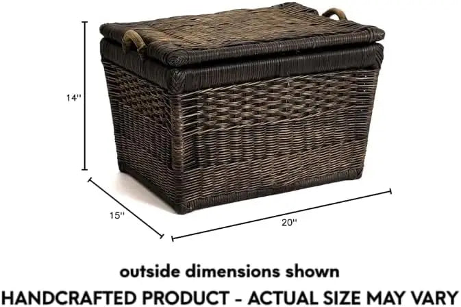 XMSJ Lift Off Lid Wicker Storage Basket With Rattan Construction