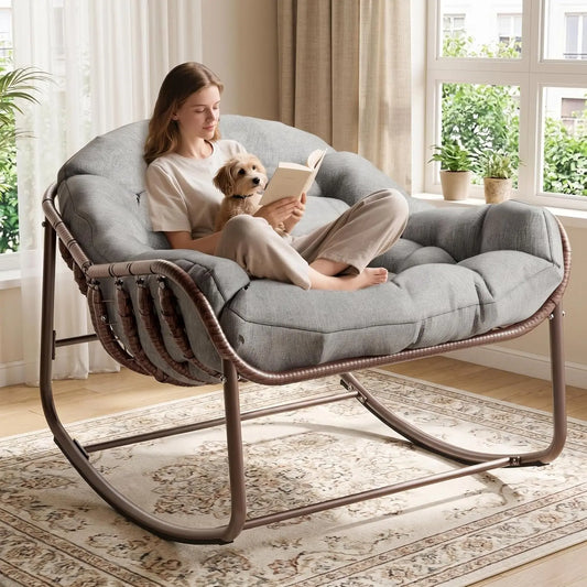 HiMiss Outdoor Papasan Egg Chair With Cushioned Lounge Seat