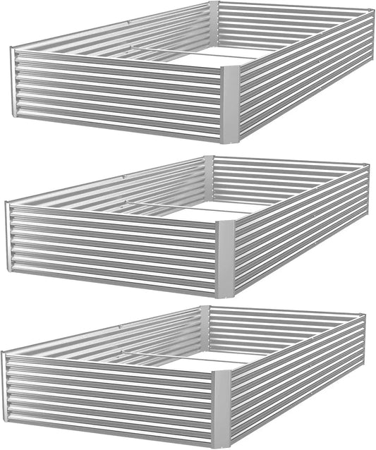 3-Piece Galvanized Raised Garden Bed For Vegetables And Flowers