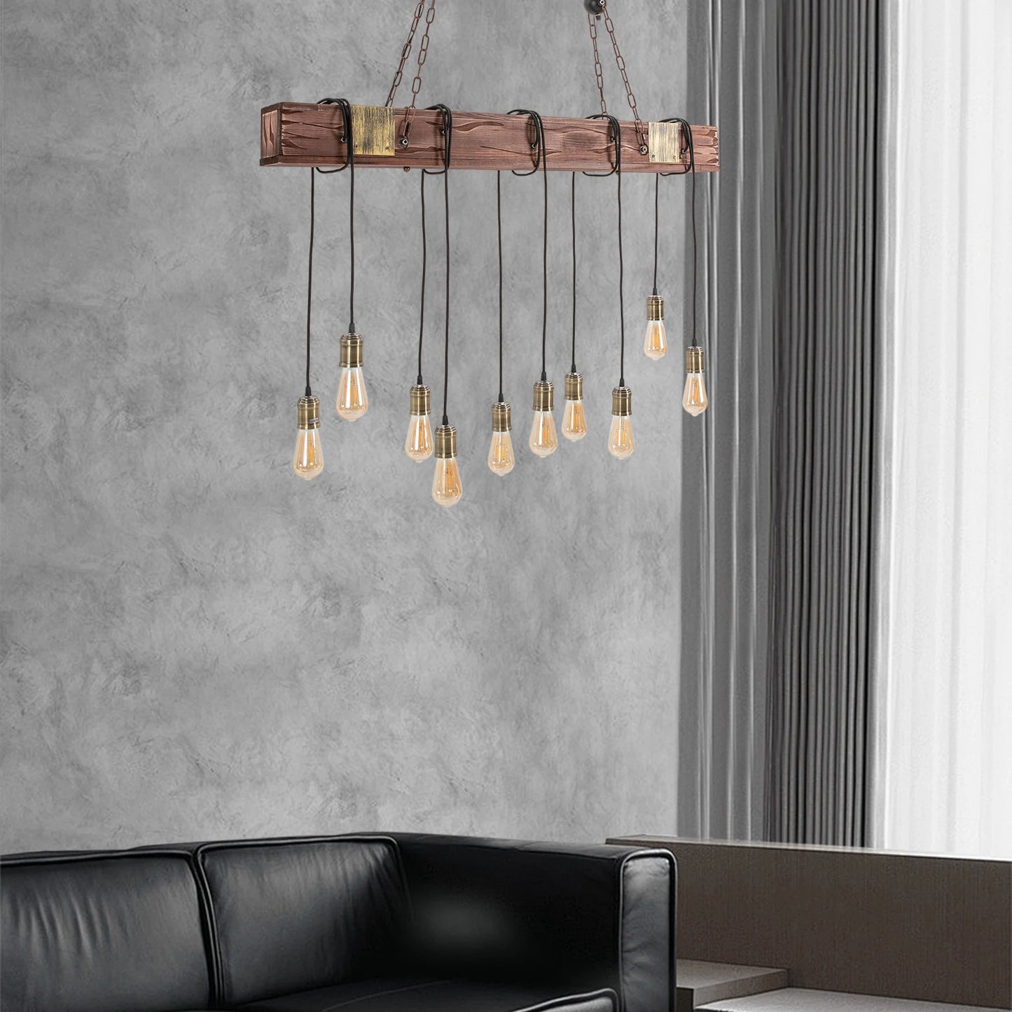 Vintage Wood Ceiling Chandelier Pendant Light E26 For Loft Bar