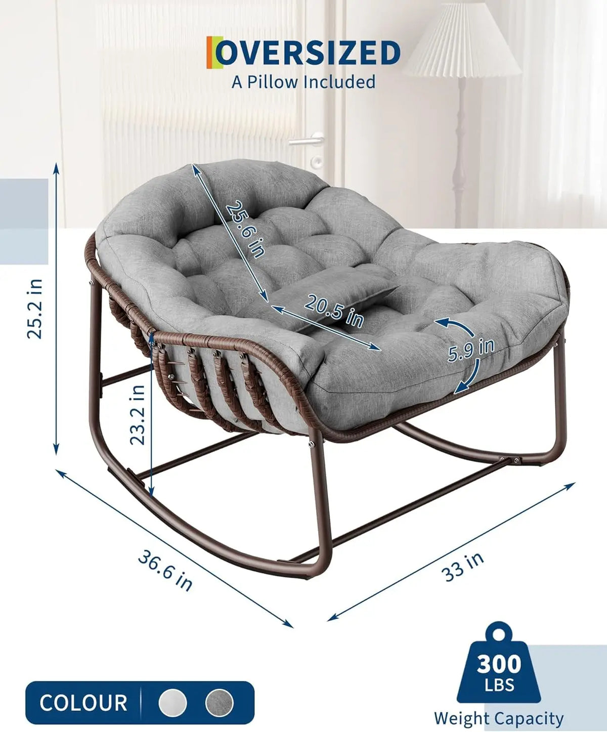 HiMiss Outdoor Papasan Egg Chair With Cushioned Lounge Seat