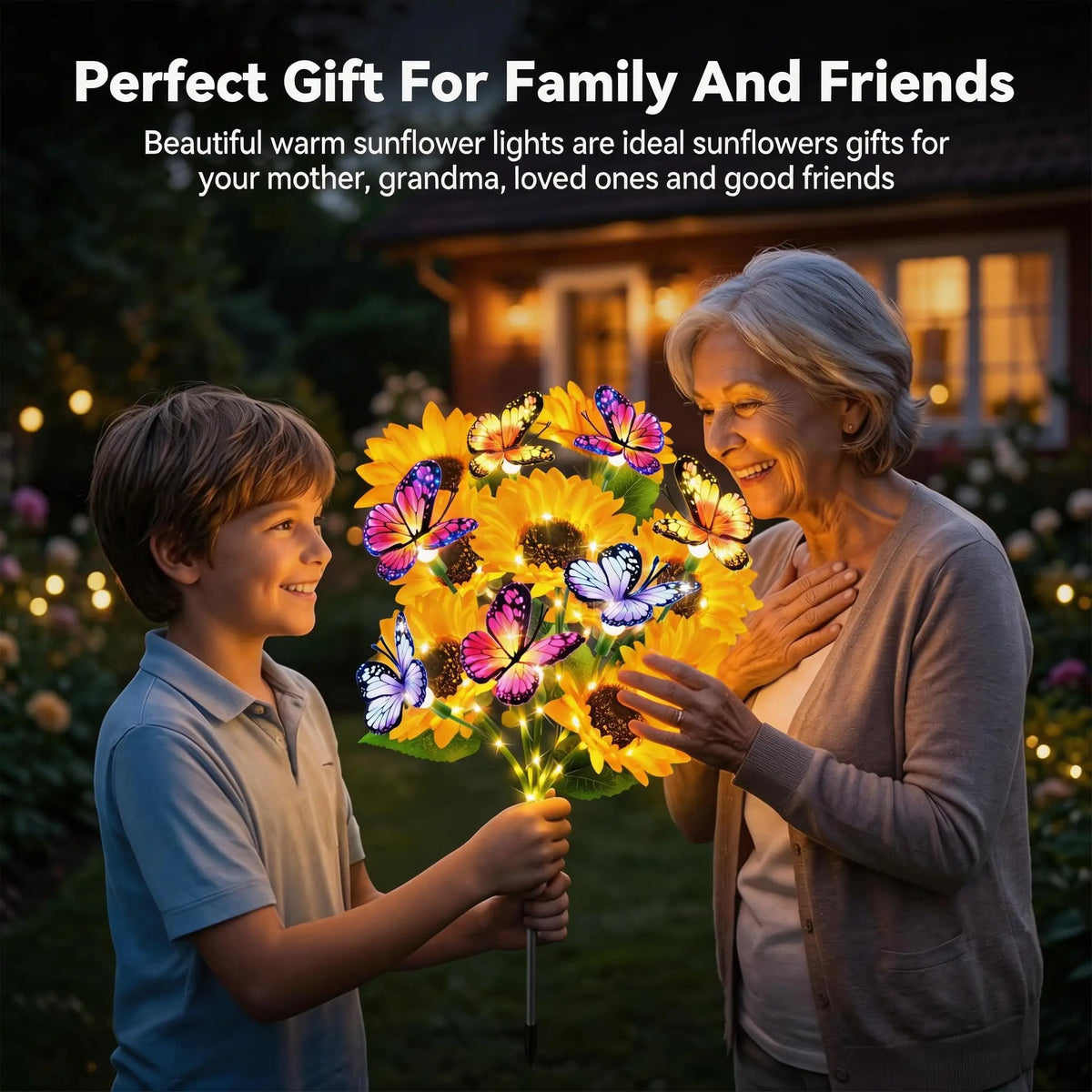 KPSTEK Solar Sunflower Garden Lights With Butterfly Decorations