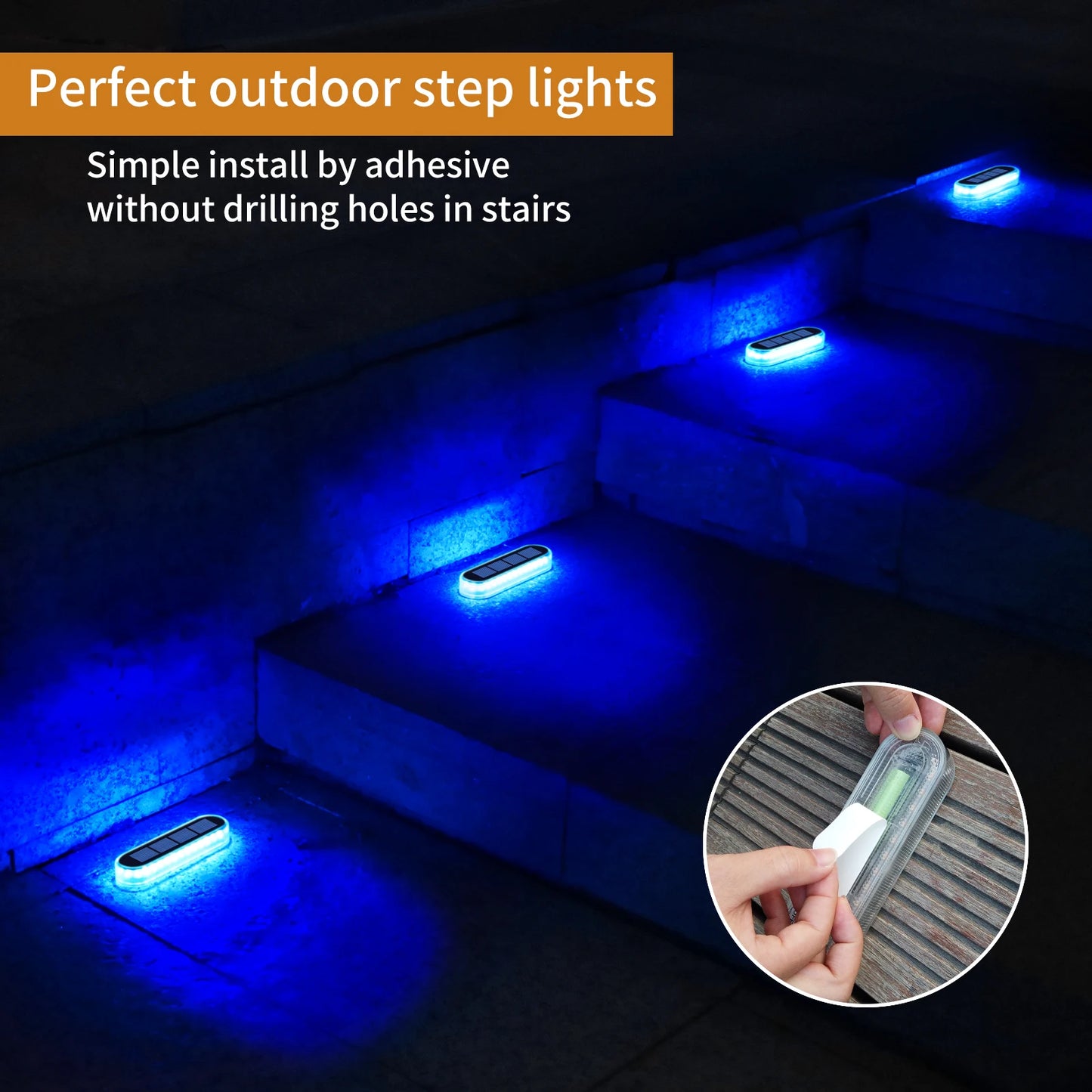 Solar LED Deck Lights Auto On Off IP68 Waterproof Outdoor