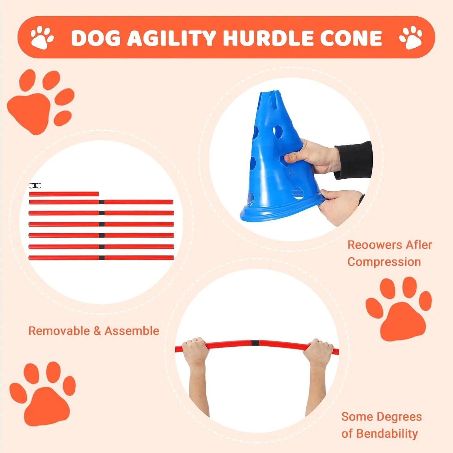 HiMISS Dog Agility Hurdle Cone Set With Cones And Rods