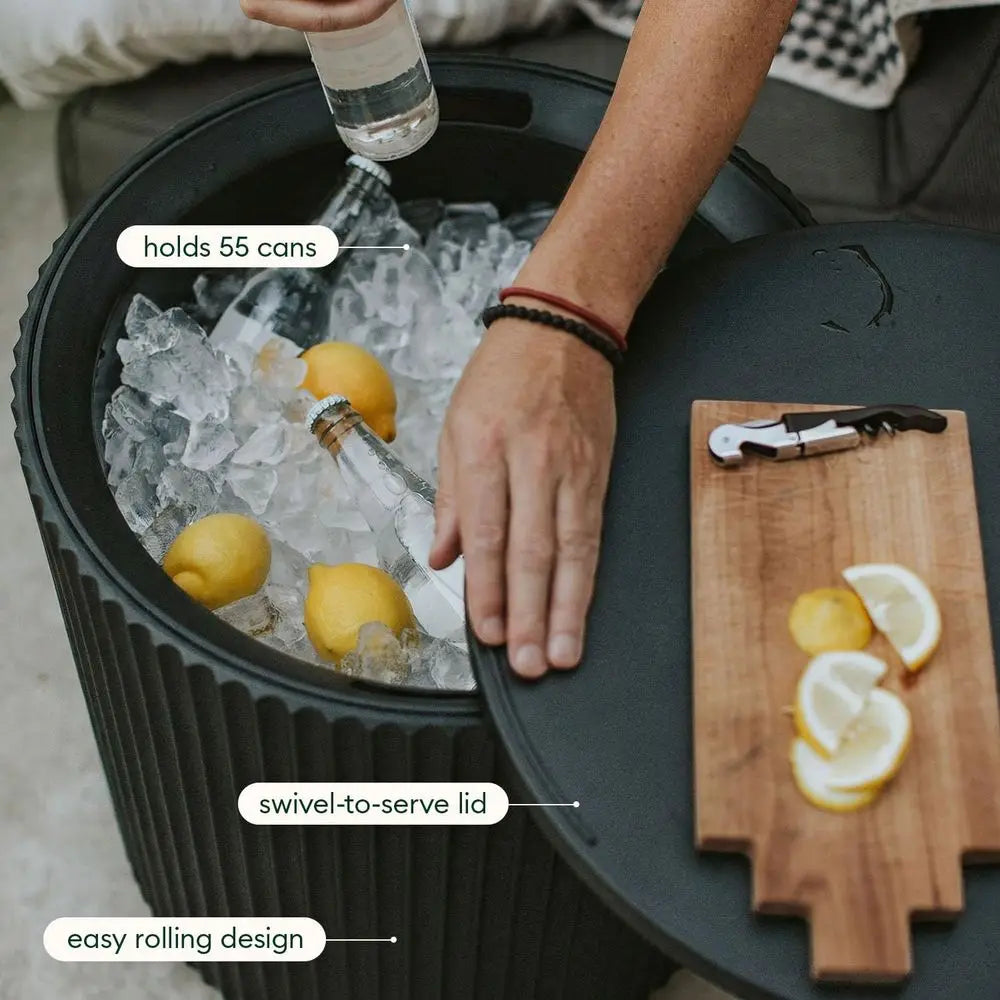 Outdoor Cooler Side Table 2 in 1 for Patio Parties