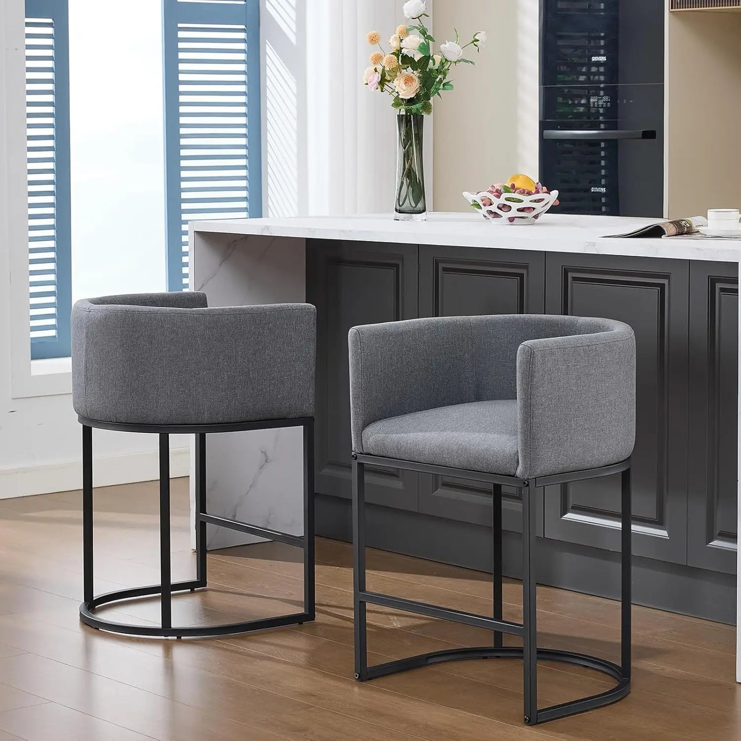 Guangbai Counter Height Bar Stools Set of 2 with Backrest