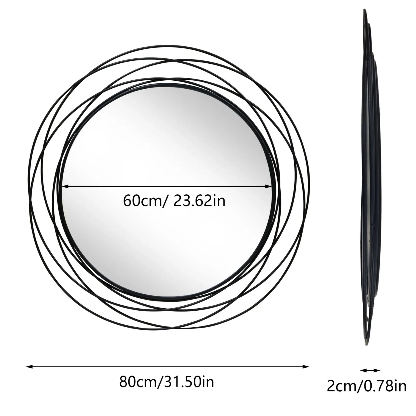 Round Iron Wire Frame Decorative Mirror For Wall Decor