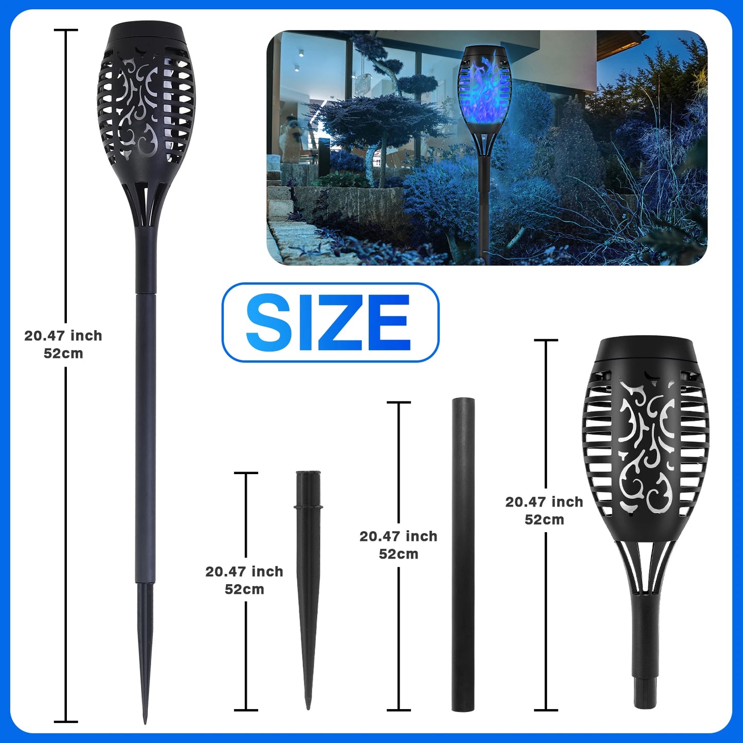 12 LED Solar Flame Torch Lights Outdoor Garden Decoration Waterproof