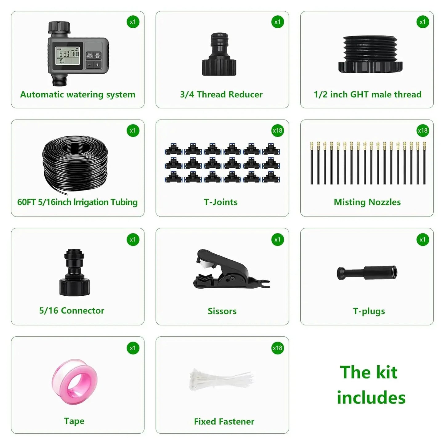 Drip Irrigation System With Water Timer Garden Kit