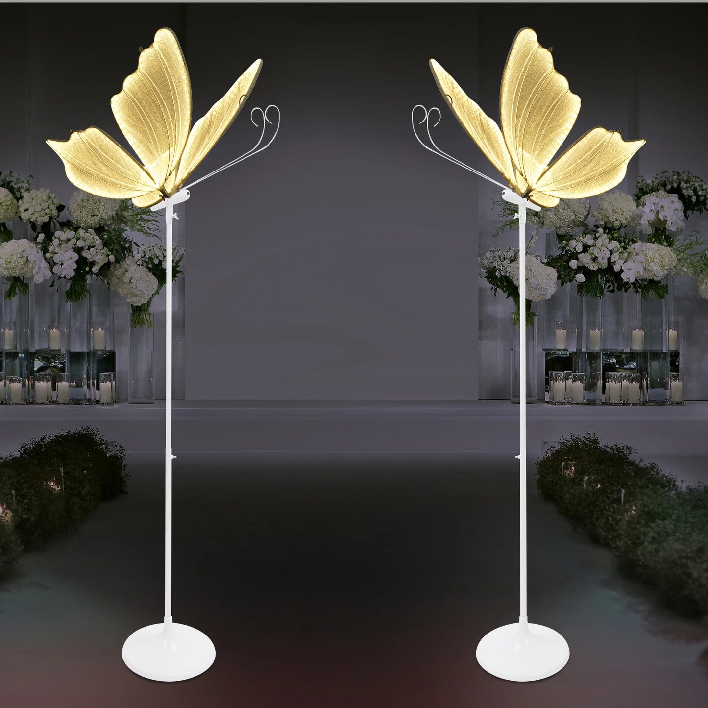 2-Pack Romantic Butterfly Floor Lamp Set With LED Wedding Lights