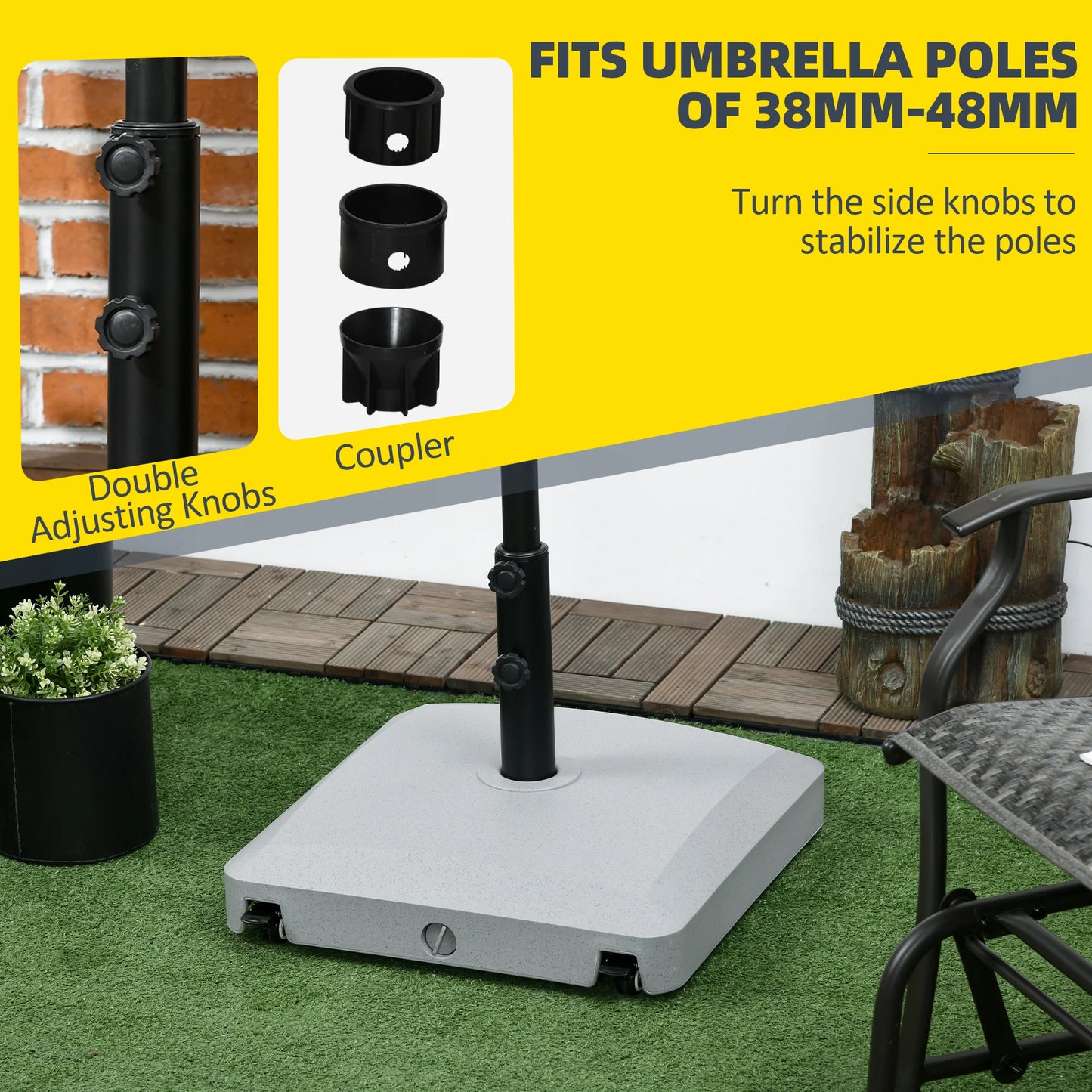 Outsunny Patio Umbrella Base With Wheels Water Or Sand Filled