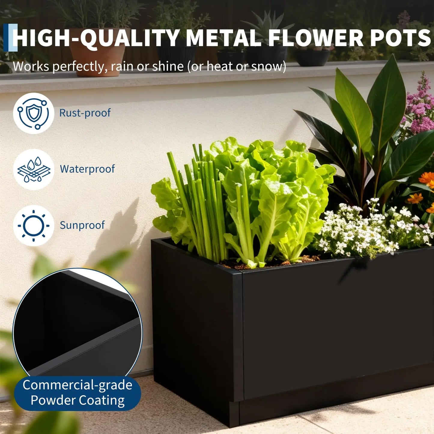 HiMISS LED Metal Planter Box With Light Strips And Controller