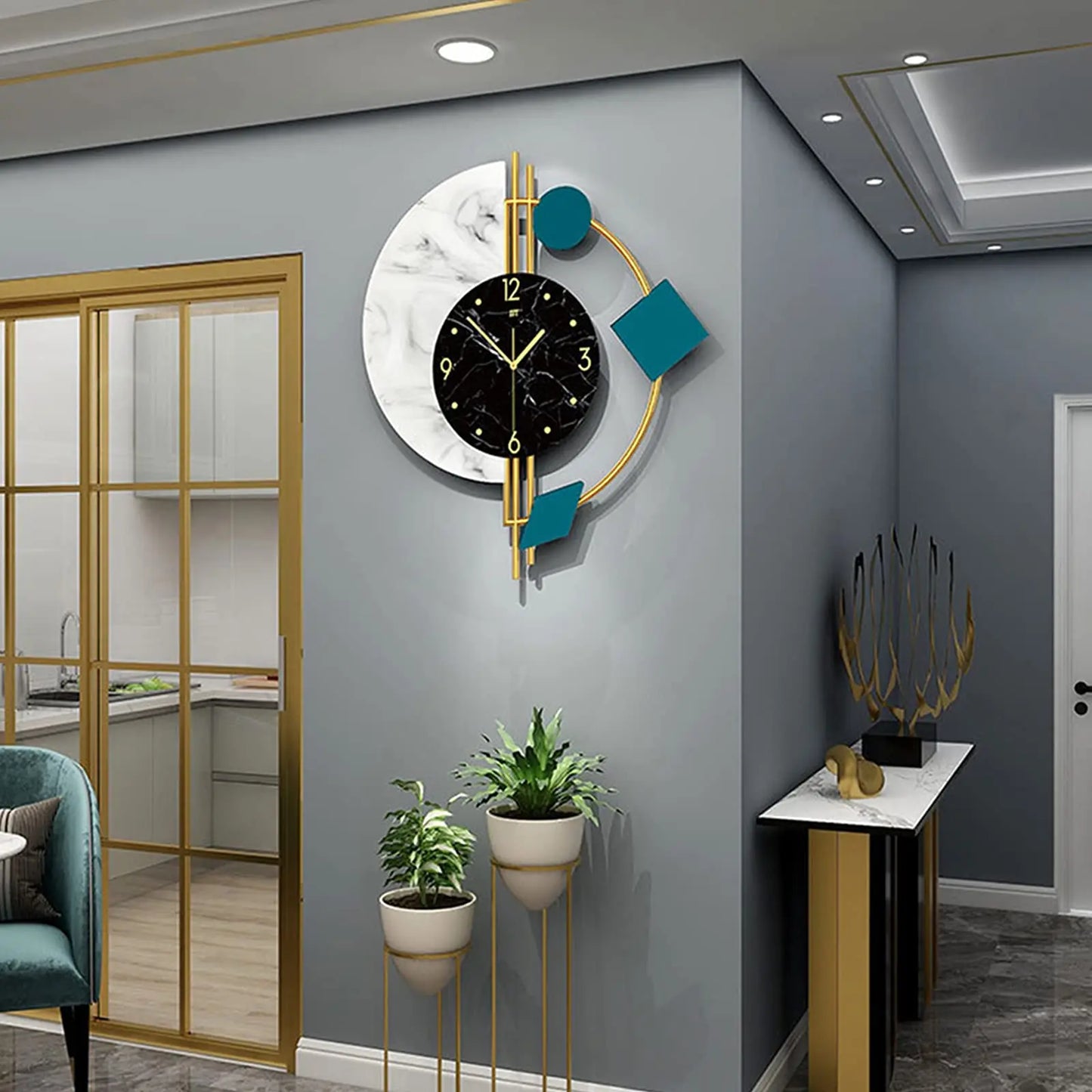 Marble Nordic Style Wall Clock Silent Battery Operated
