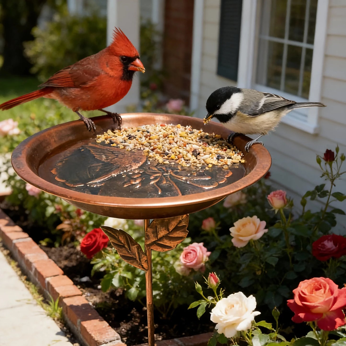 Rustproof Vintage Iron Bird Feeder Waterer For Outdoor Birds