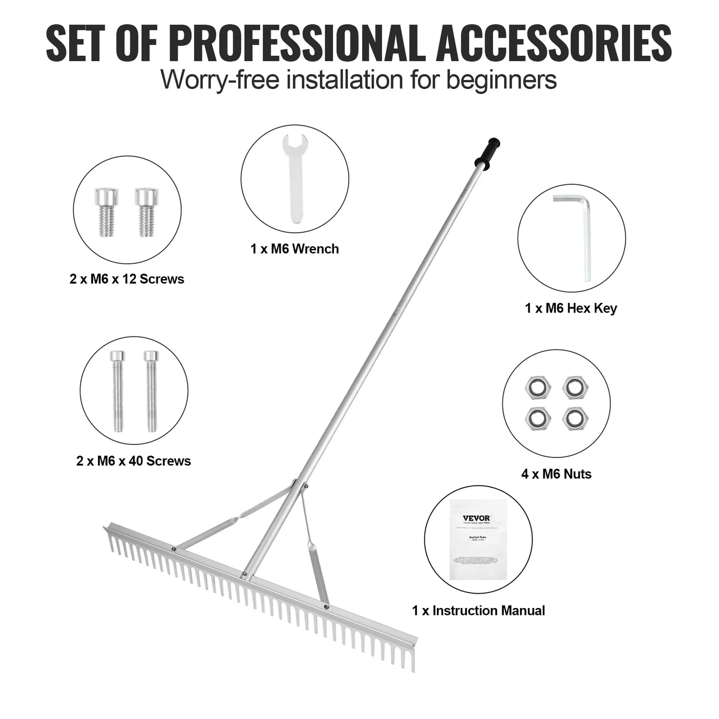 SucceBuy Aluminum Landscape Rake For Lawn Care And Garden