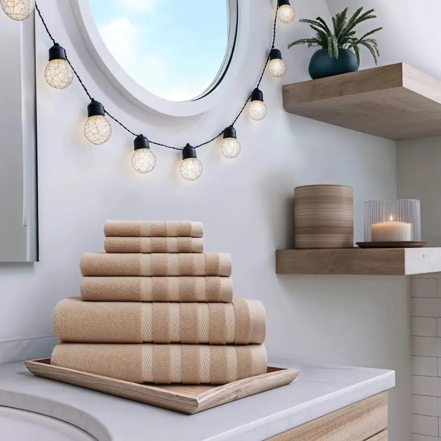 Bei 6-Piece Ring Spun Cotton Bath Towel Set Luxury Soft And Absorbent