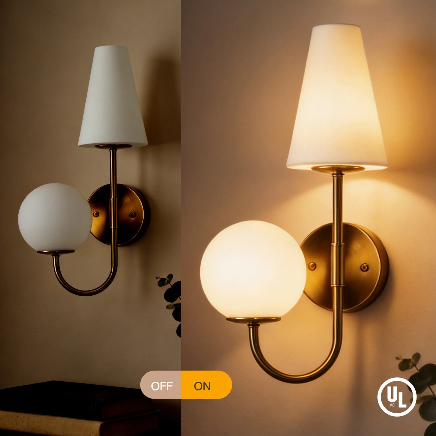 Tribesigns Double-Headed Wall Sconce With Glass Shade
