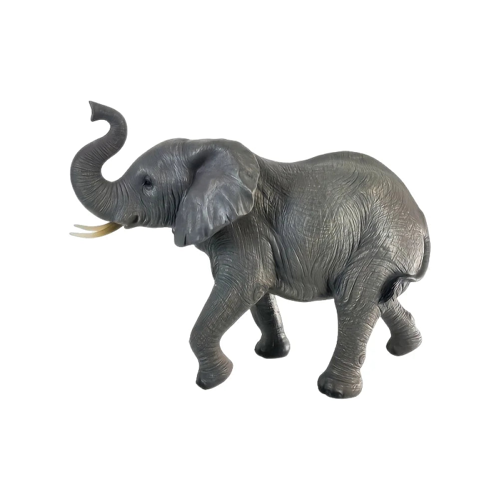 Resin Elephant Statue With Raised Trunk For Outdoor Garden Decor