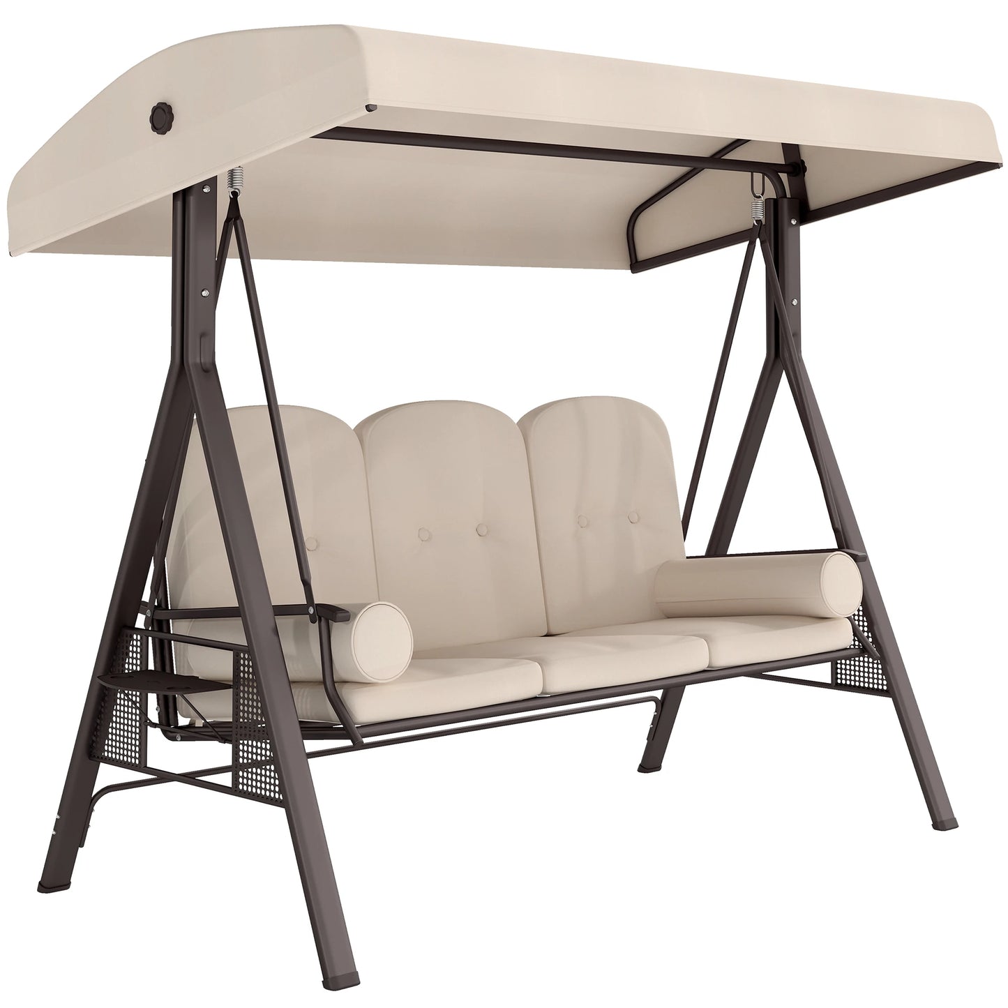 Three Person Outdoor Patio Canopy Cushioned Bench Swing