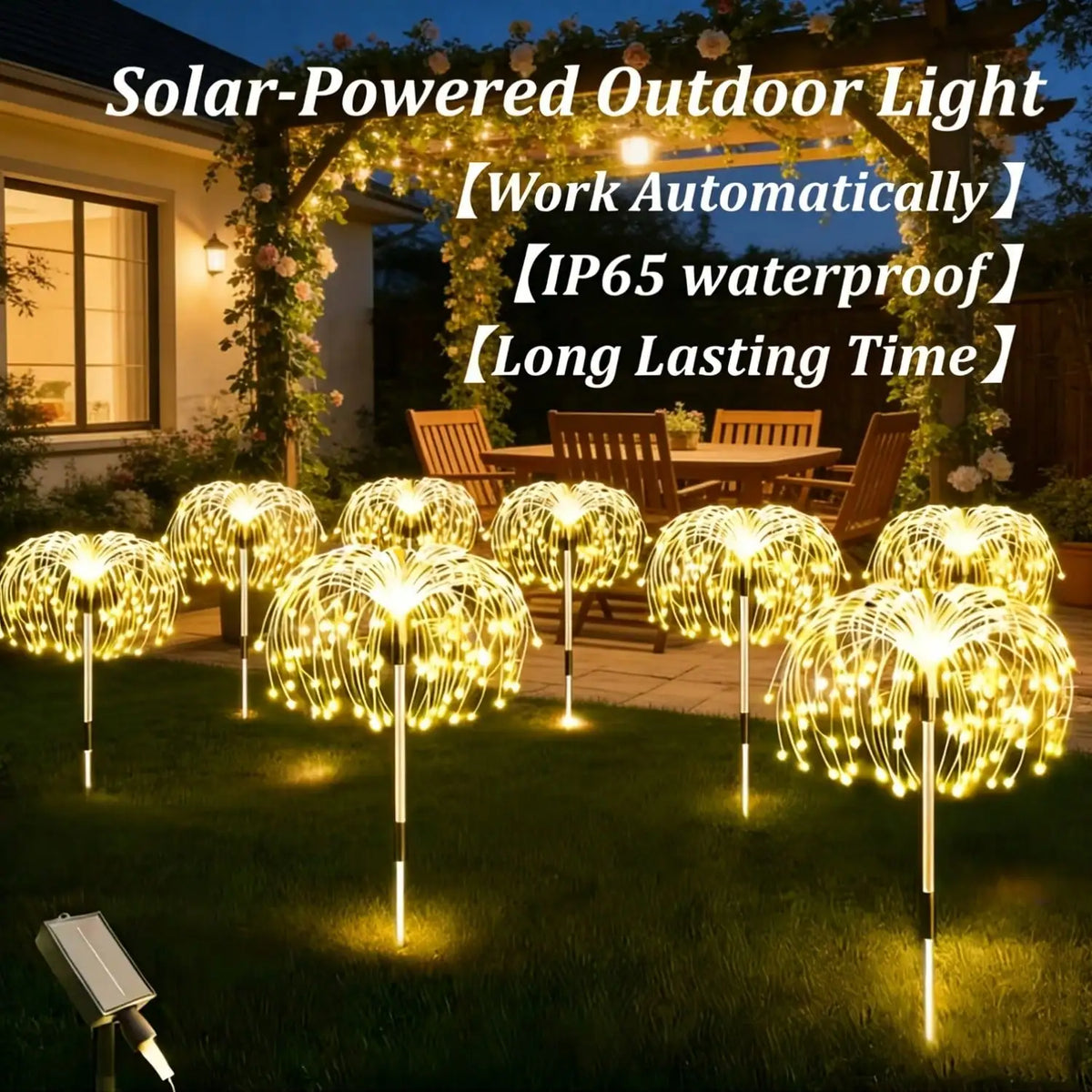Solar Powered LED Firework Garden Lights With Multiple Lighting Modes