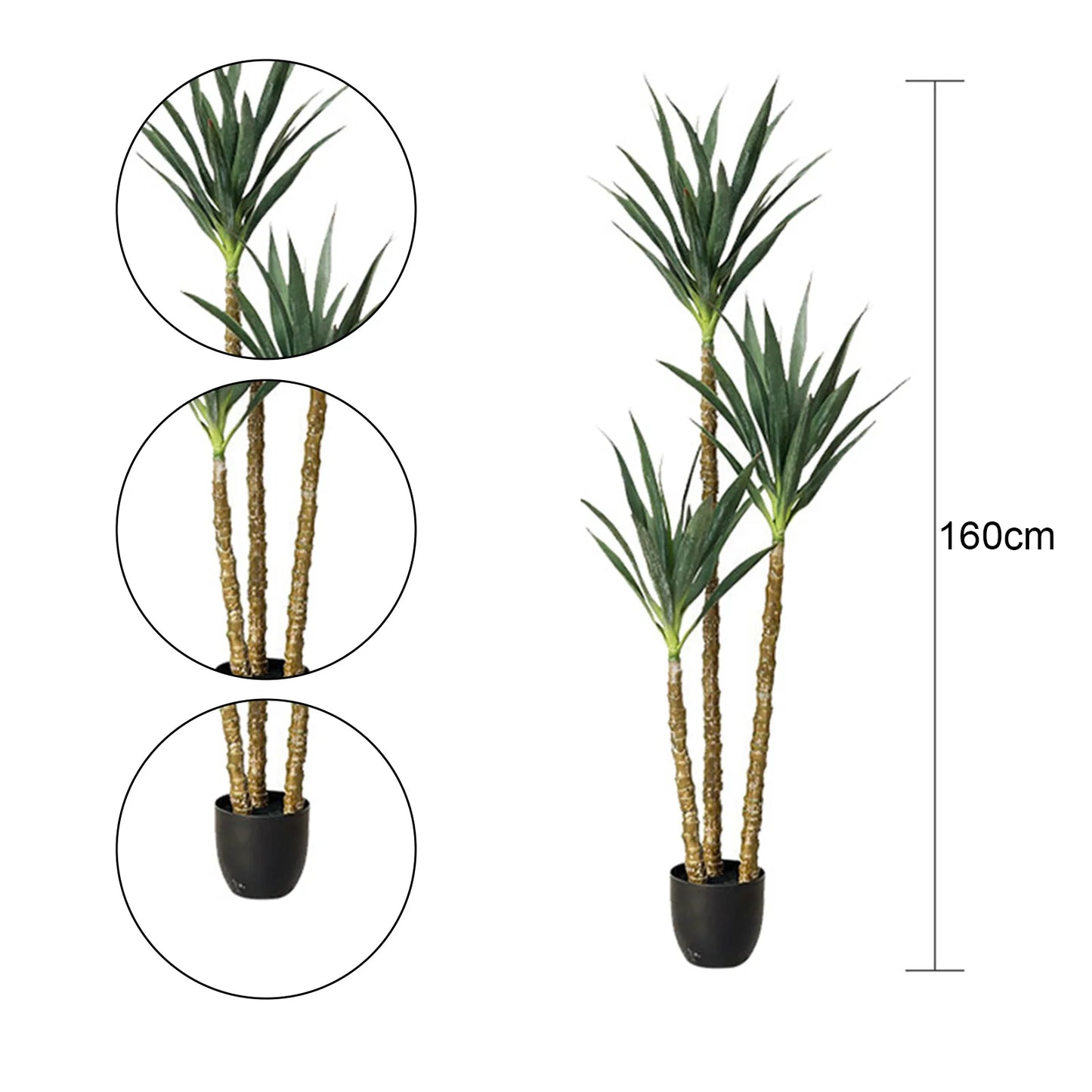 TWISTER.CK Artificial Agave Plant With 3 Stems For Indoor Decor