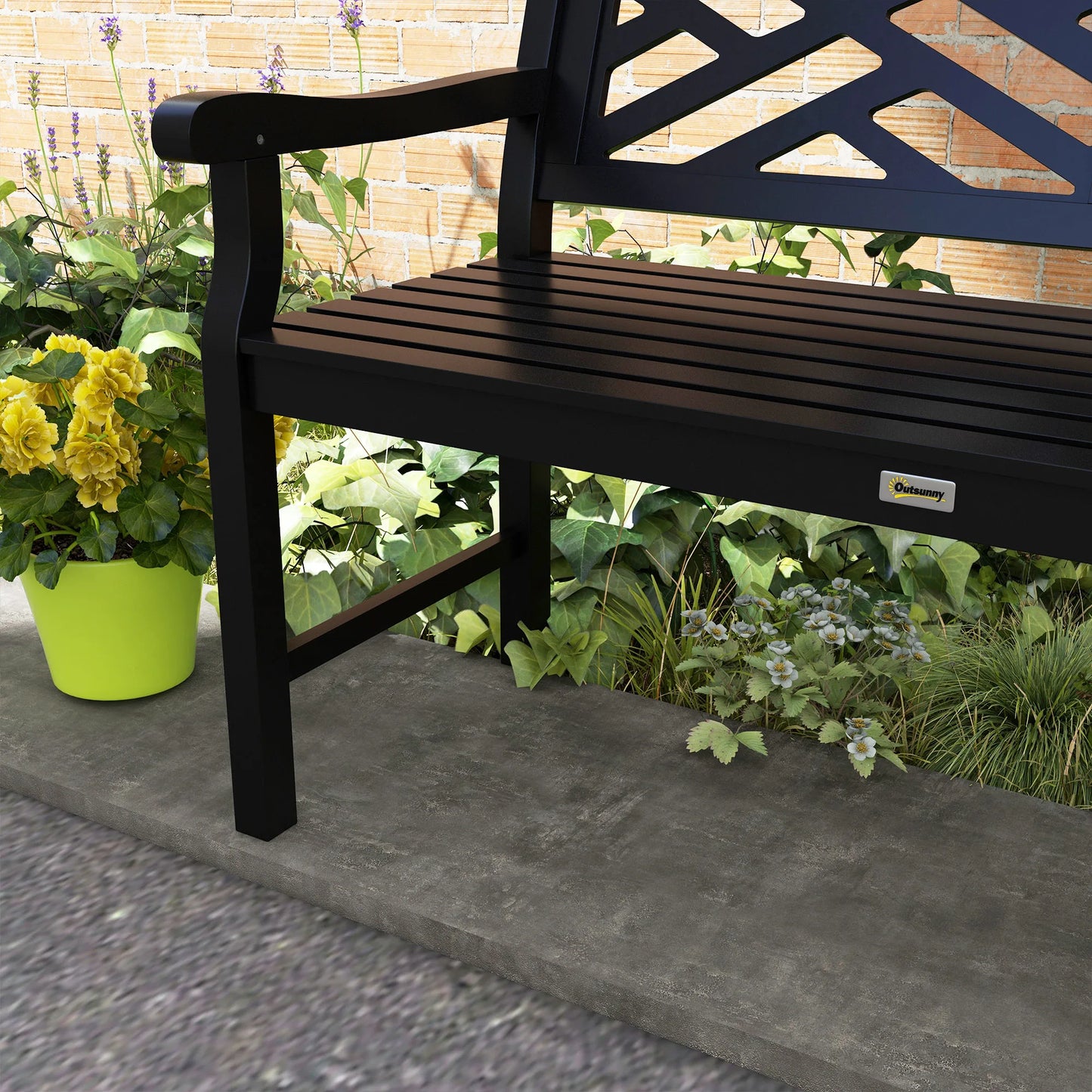 Outsunny Garden Bench With Slatted Seat And Backrest For Outdoors