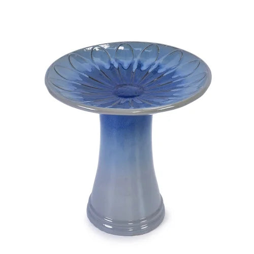 Ceramic Bird Bath Garden Ornament With Ombre Glaze