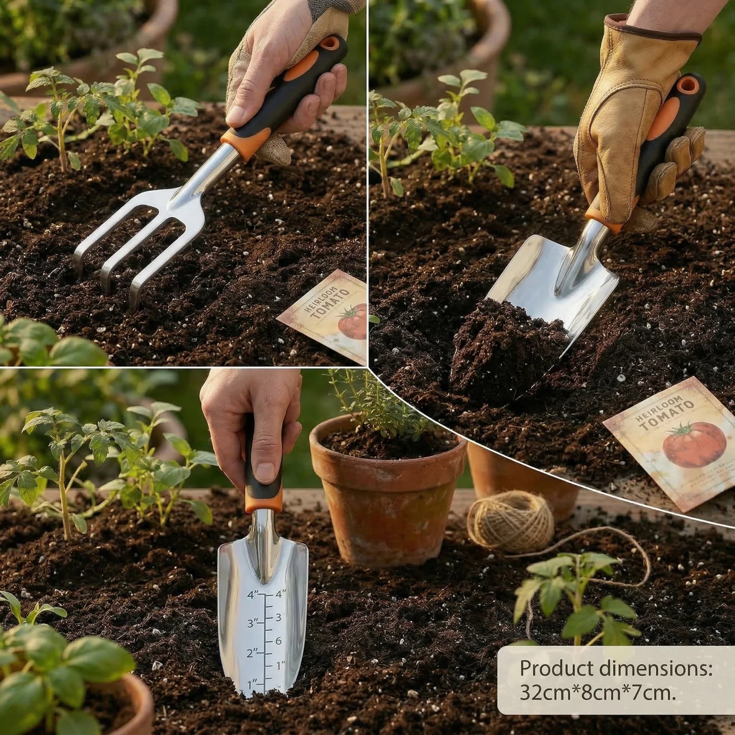 Precise Control Stainless Steel Garden Tools Set With Ergonomic Trowels