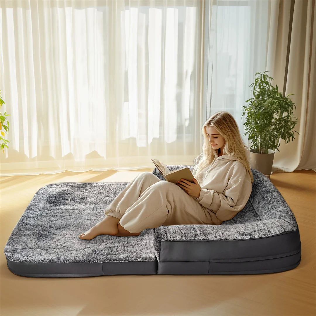 Bingopaw Giant Dog Bed Plush Cover Orthopedic Foam Base Foldable