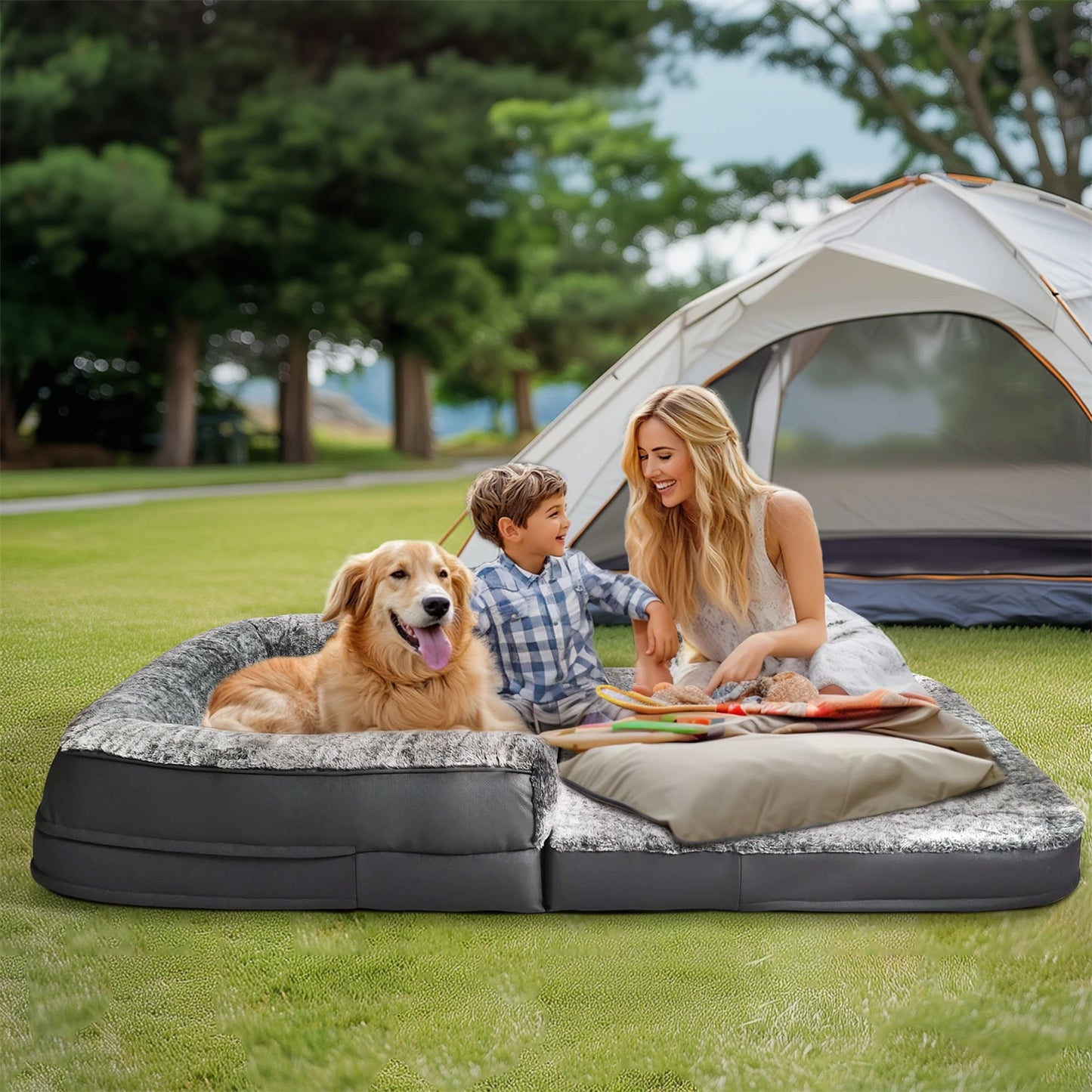 BINGOPAW Orthopedic Foldable Dog Bed With Plush Cushion Bolster