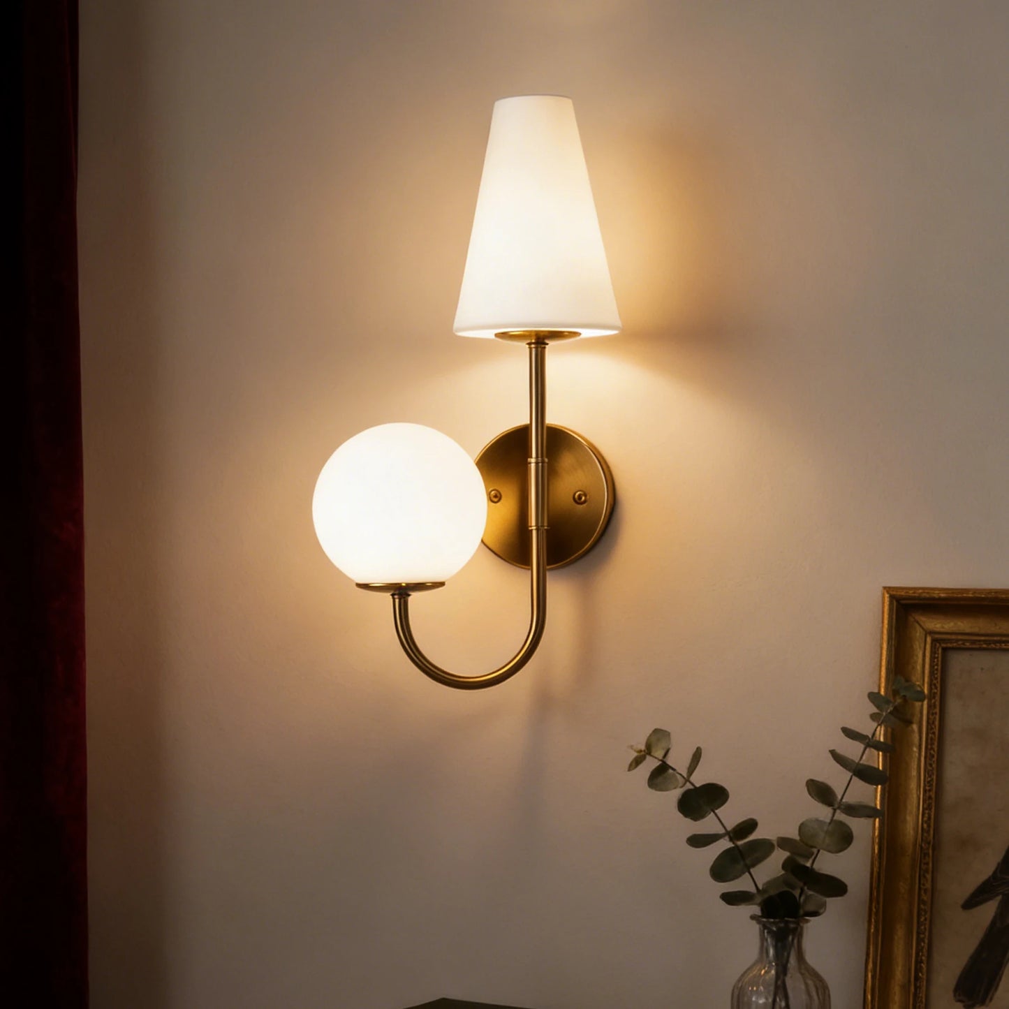 Tribesigns Double-Headed Wall Sconce With Glass Shade