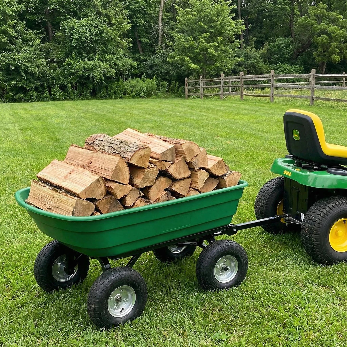 HiMISS 600 Lb Heavy Duty Four Wheel Garden Dump Cart