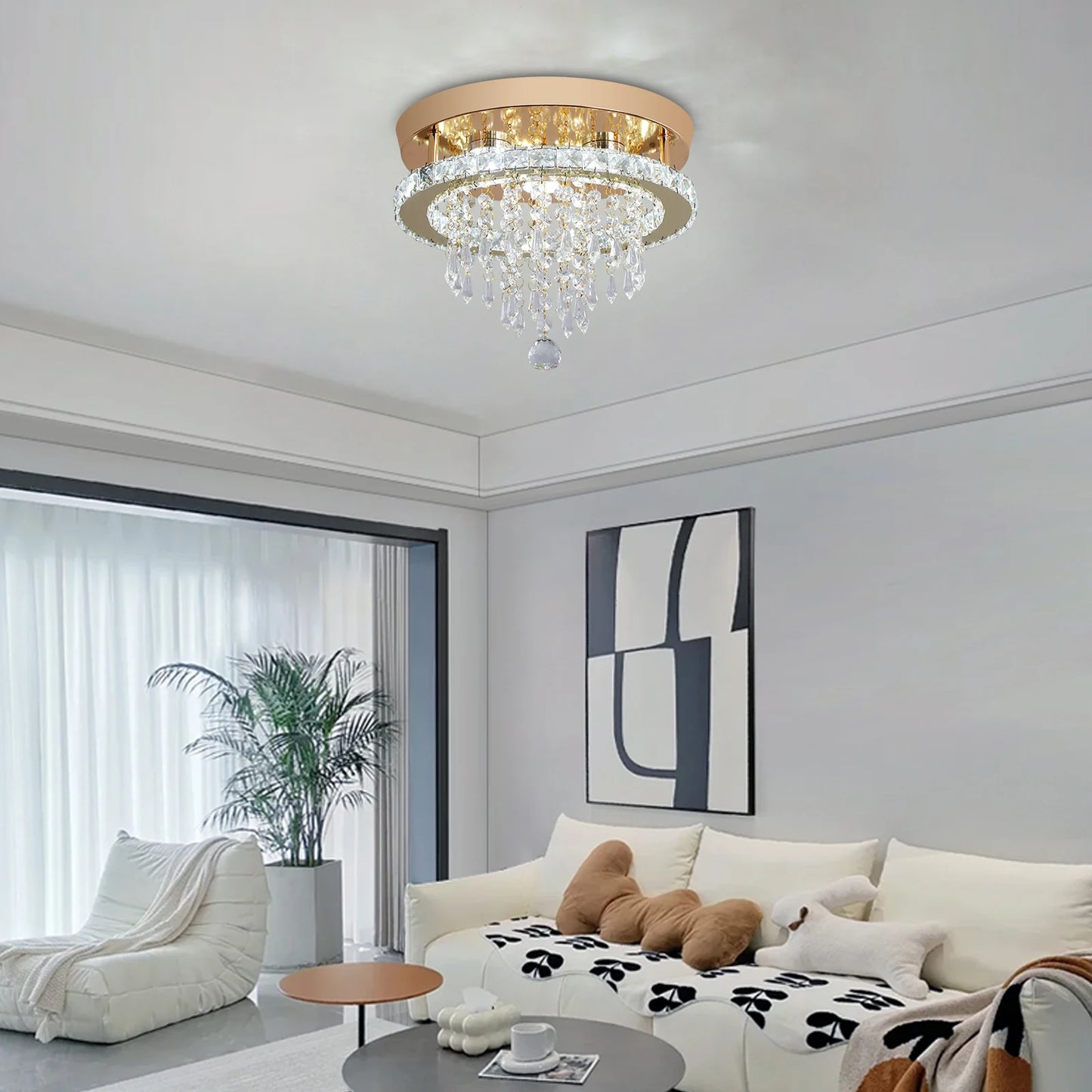 GreeLustr Crystal Chandelier LED Ceiling Light For Living Room