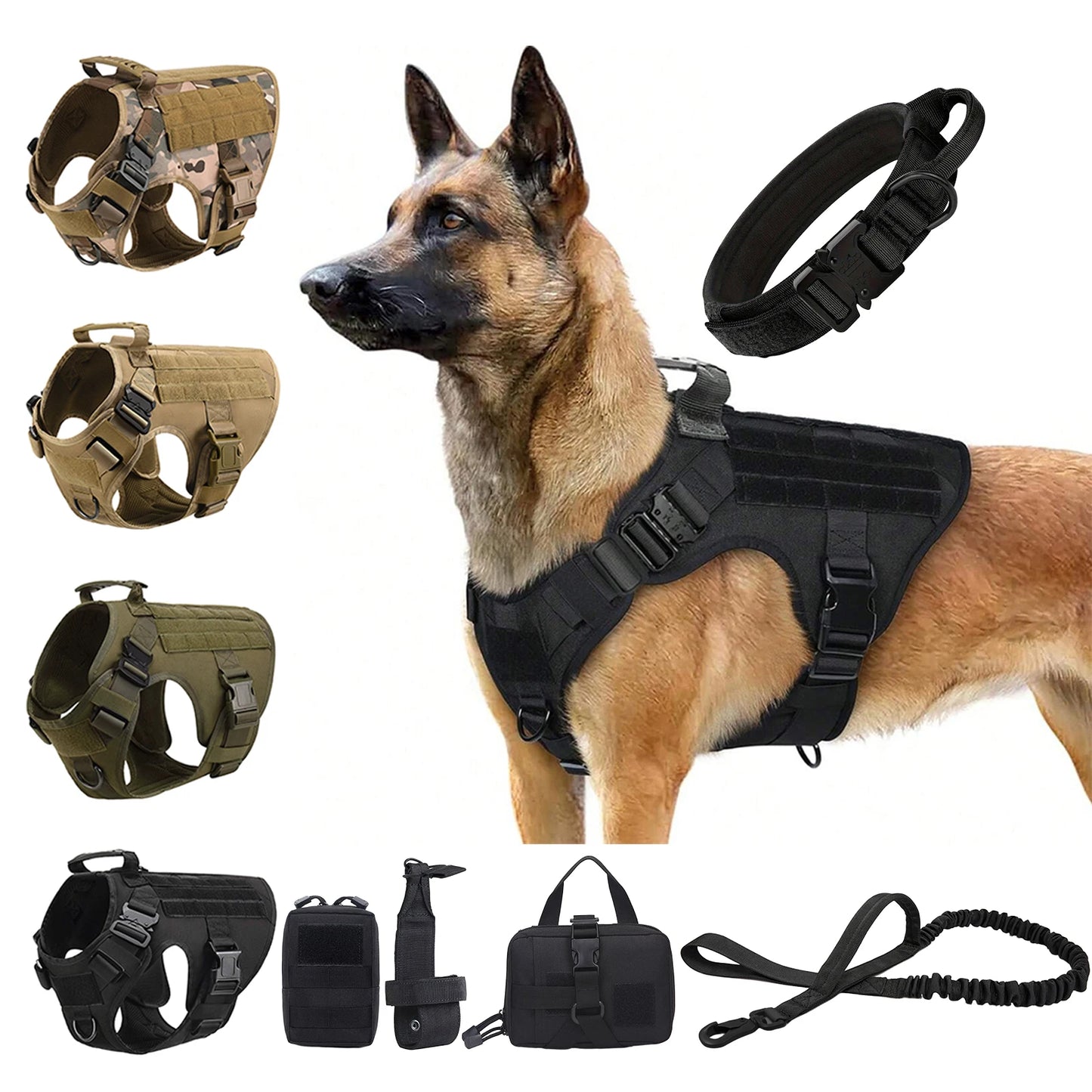 PETRAVEL Tactical Dog Harness With Molle Pouches For Training