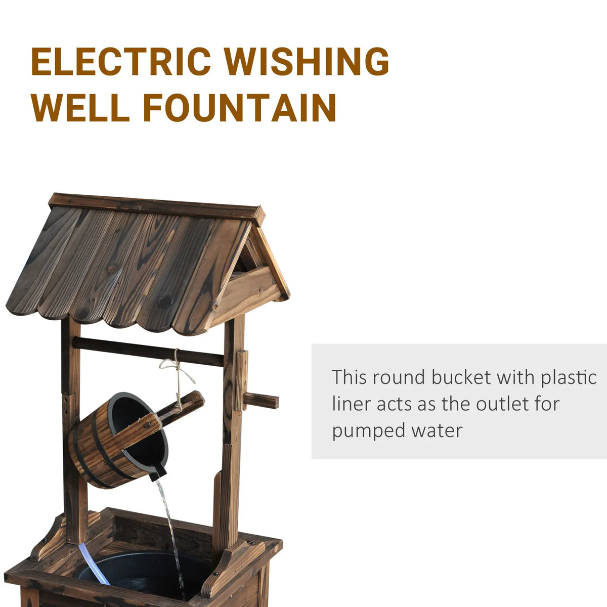 Outsunny Wooden Wishing Well Outdoor Electric Water Fountain With Pump