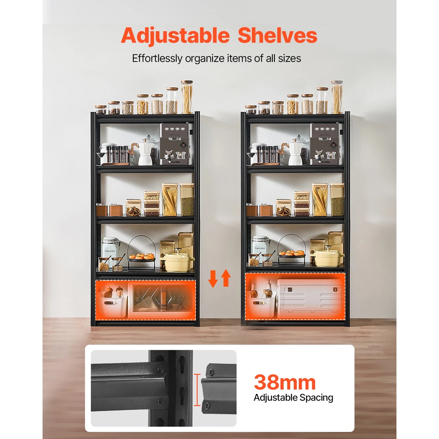 SucceBuy 5-Tier Garage Storage Shelves With Adjustable Metal Racks