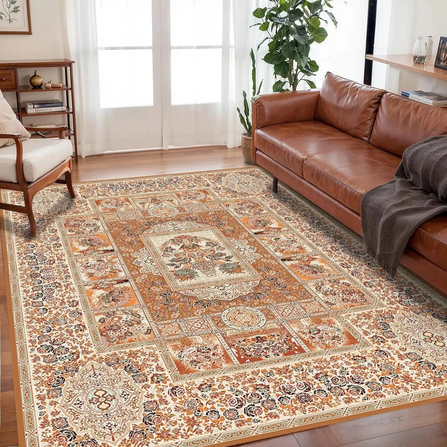 VIKAMA Bohemian Crystal Velvet Anti Slip Living Room Rug