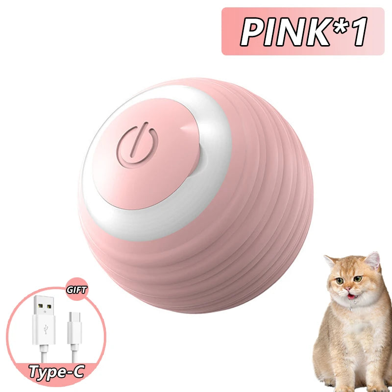Cat Interactive Ball Toy Auto Rolling Faux Tail Rechargeable Smart