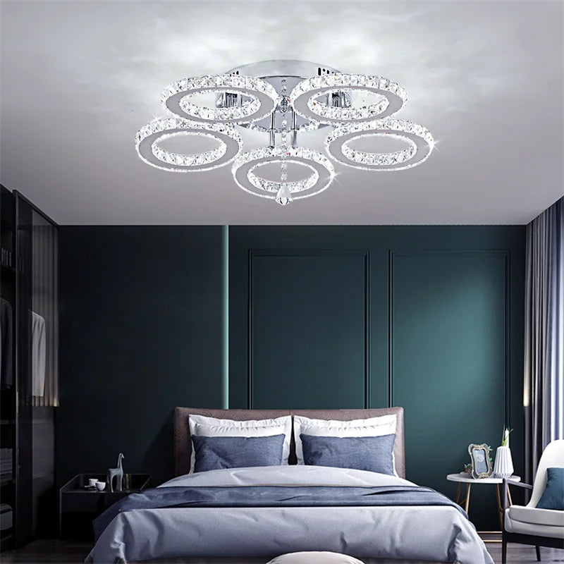 GreeLustr Modern Pendant Crystal Ring Ceiling Lamp