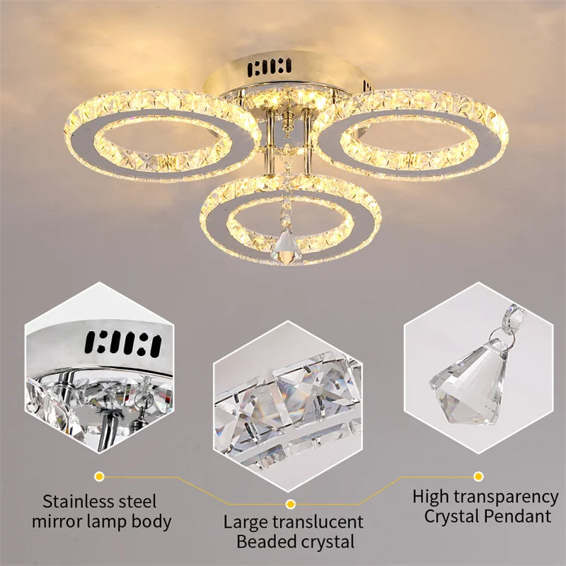 GreeLustr Modern Pendant Crystal Ring Ceiling Lamp