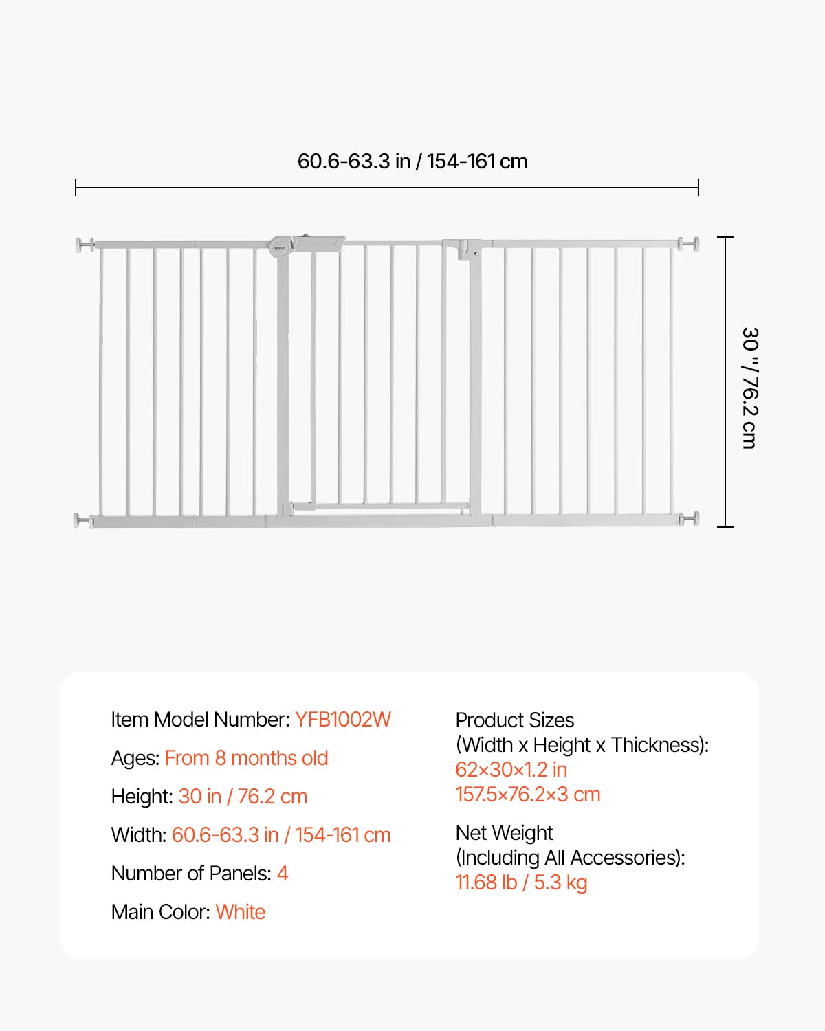 SucceBuy Pressure Mount Baby Gate Child Pet Safety