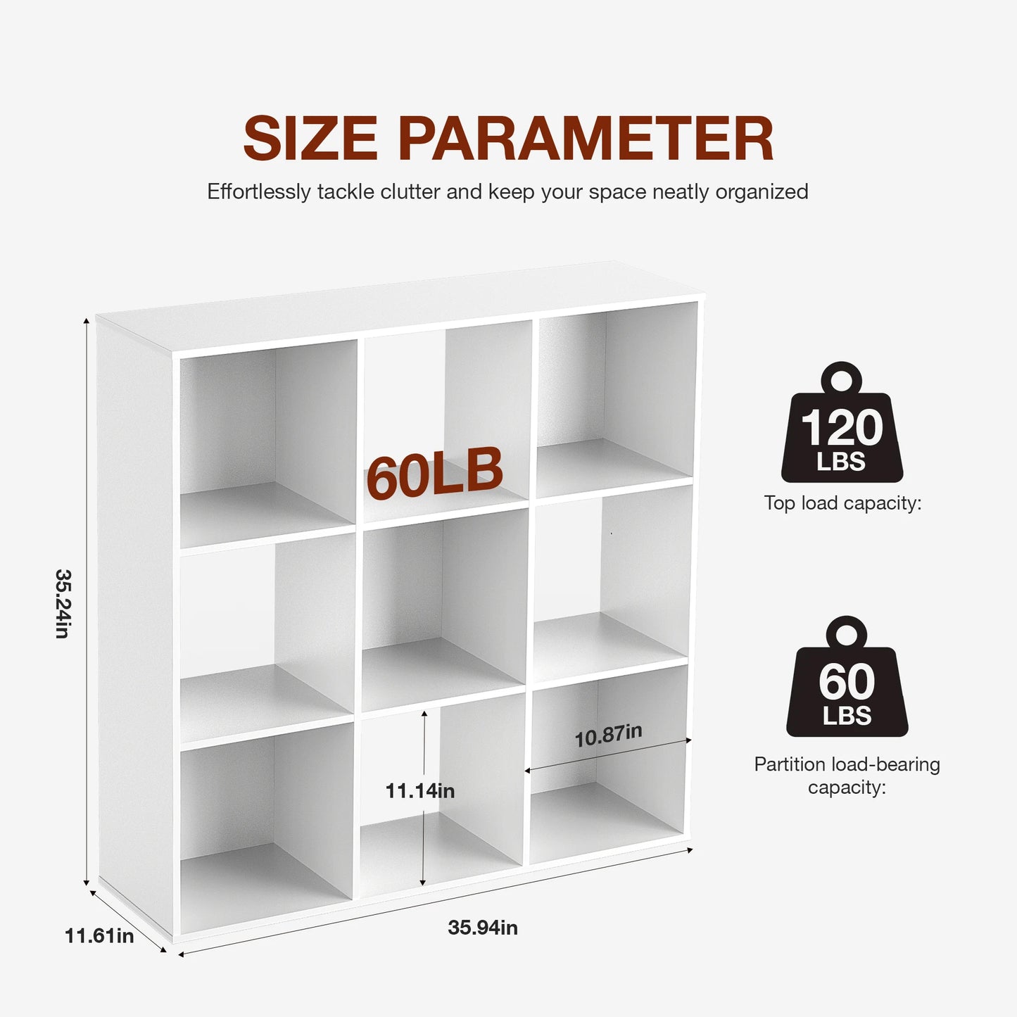 JHK 9 Cube Storage Organizer Wooden Bookshelf For Living Room