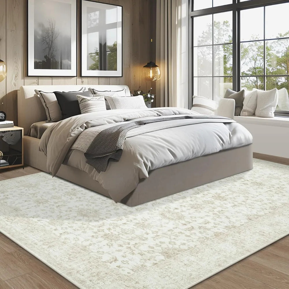 Vintage Style Soft Washable Living Room Rug With Anti Skid And Stain Resistant