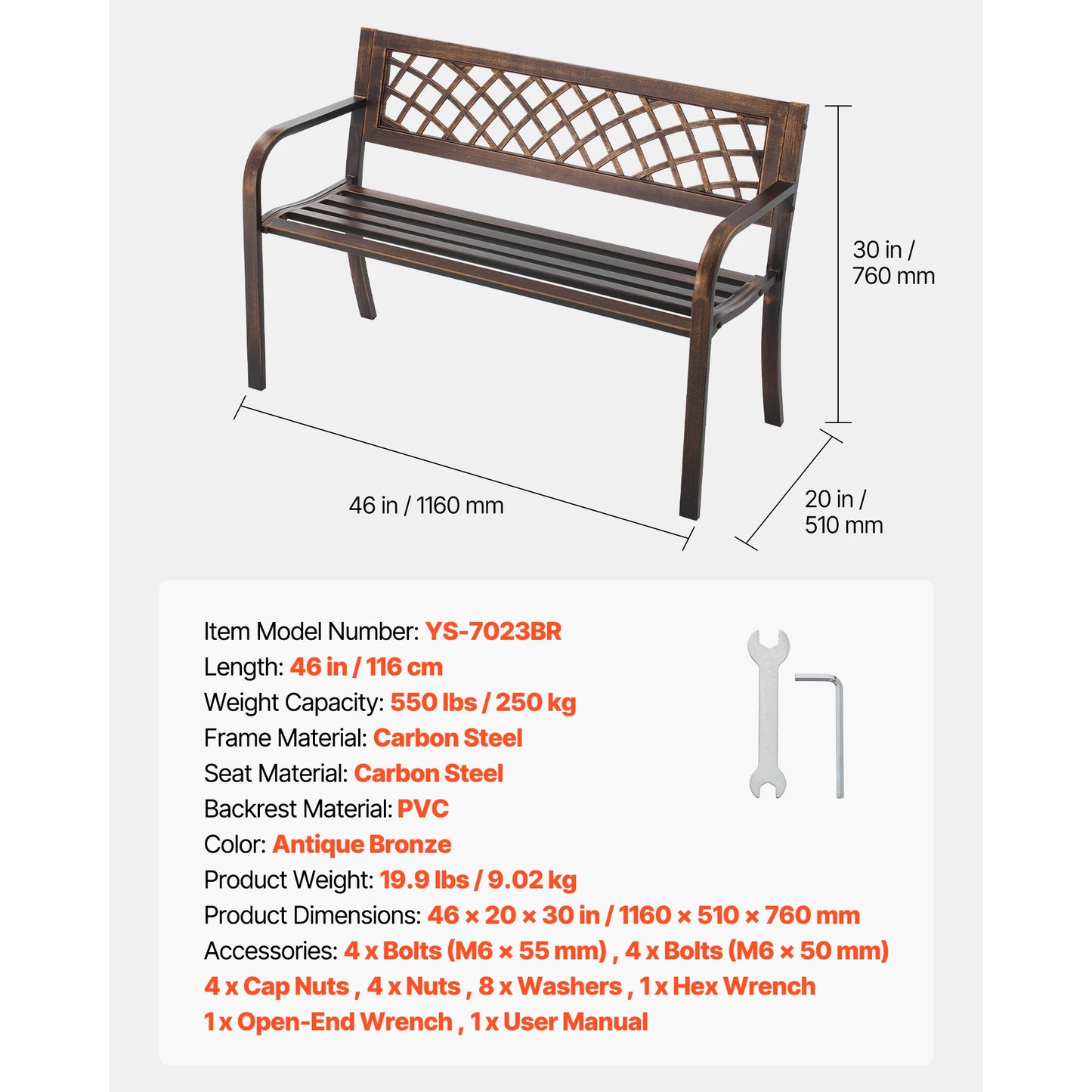 SucceBuy Outdoor Bench Wood And Metal Garden Bench