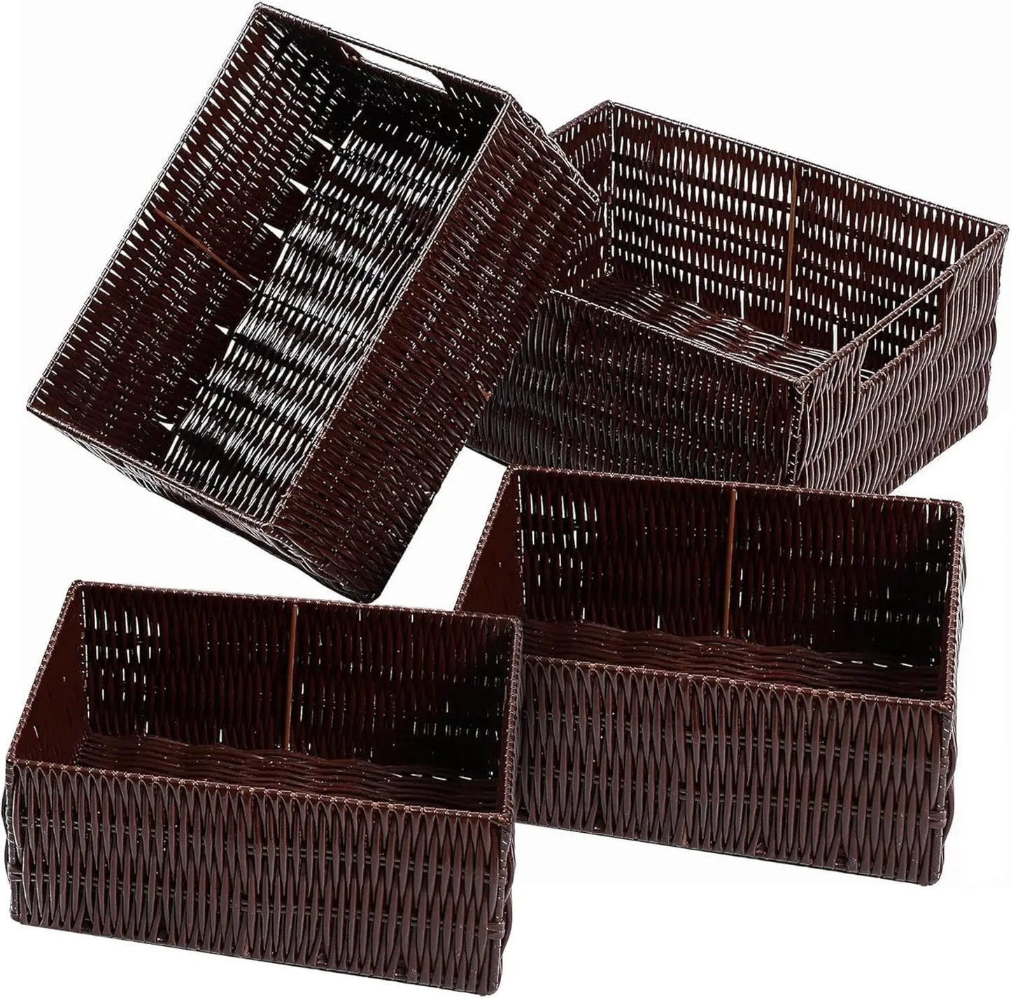 Handmade Wicker Storage Baskets Set Of 4 With Handles For Home Organization